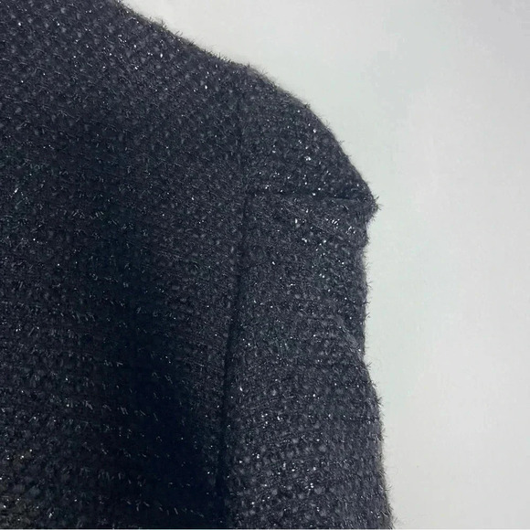 Sak Fifth Avenue Black Metallic Ruffle Shoulder Evening Jacket Size 2 - Picture 6 of 8